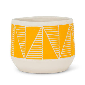 Large Etched Planter -Yellow