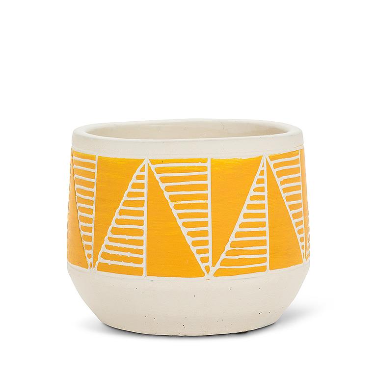 Small Etched Planter -Yellow