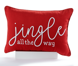 "Jingle All the Way" embroidered pillow cover 20 x 14"