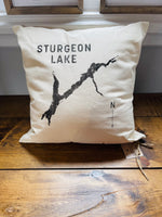 Load image into Gallery viewer, Bold Text Lake Silhouette pillow
