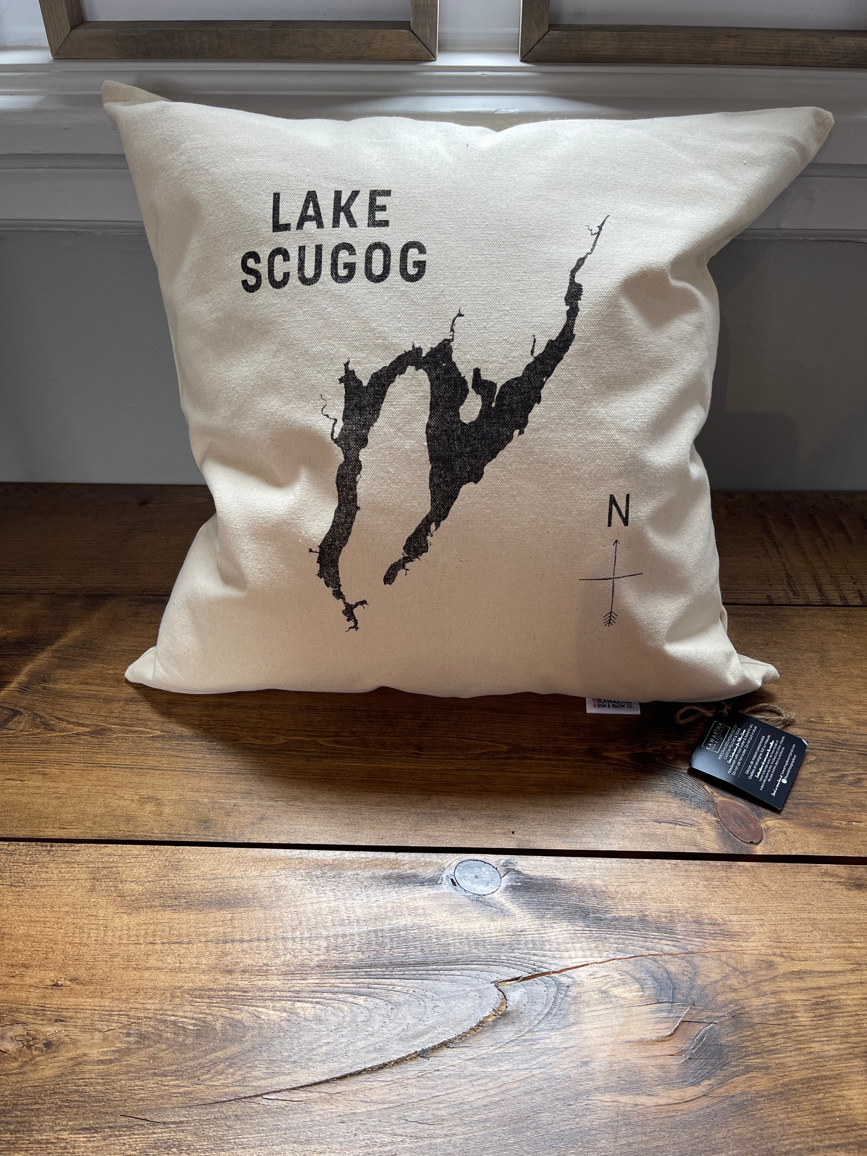 Bold Text Lake Silhouette pillow