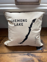 Load image into Gallery viewer, Bold Text Lake Silhouette pillow
