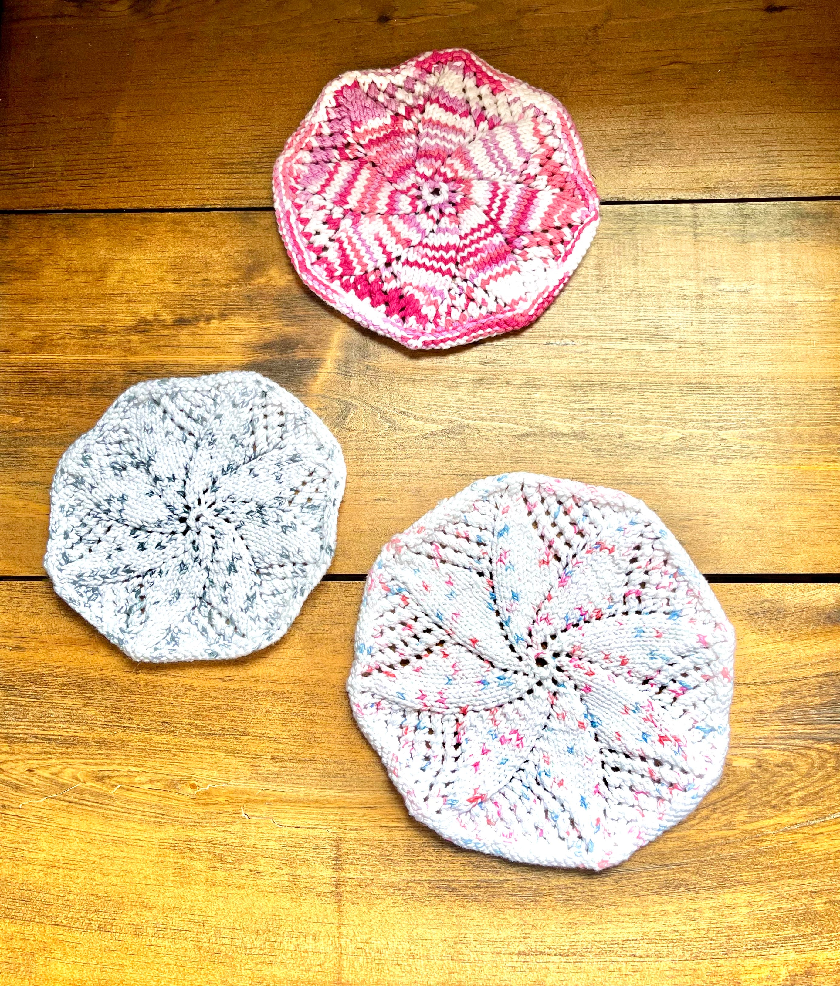 Hand-knitted Round Dishcloth or Trivet, 3 sizes