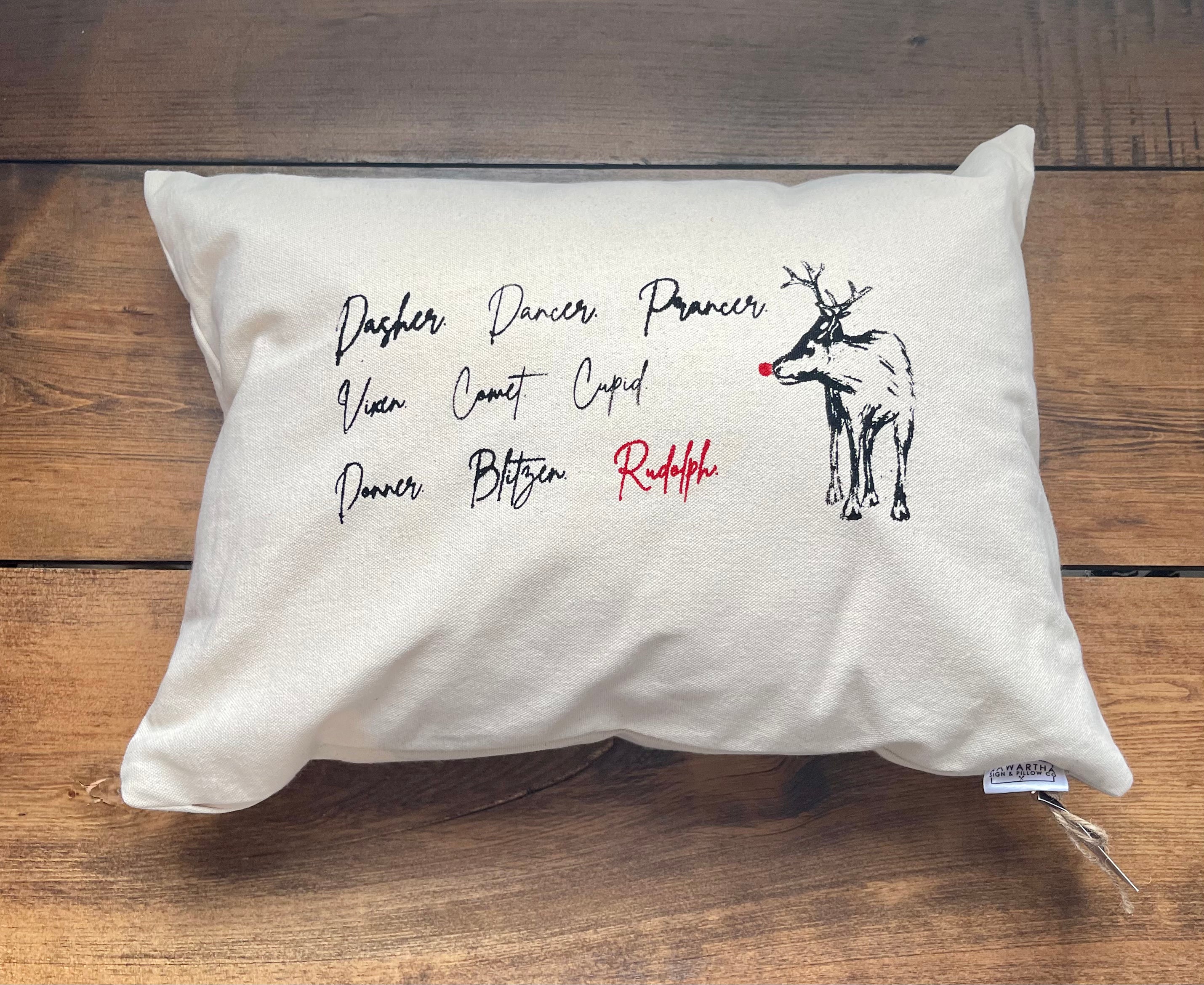 Reindeer names pillow 14 x 20