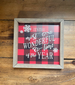 "It's the Most Wonderful Time of the Year" red buffalo check sign