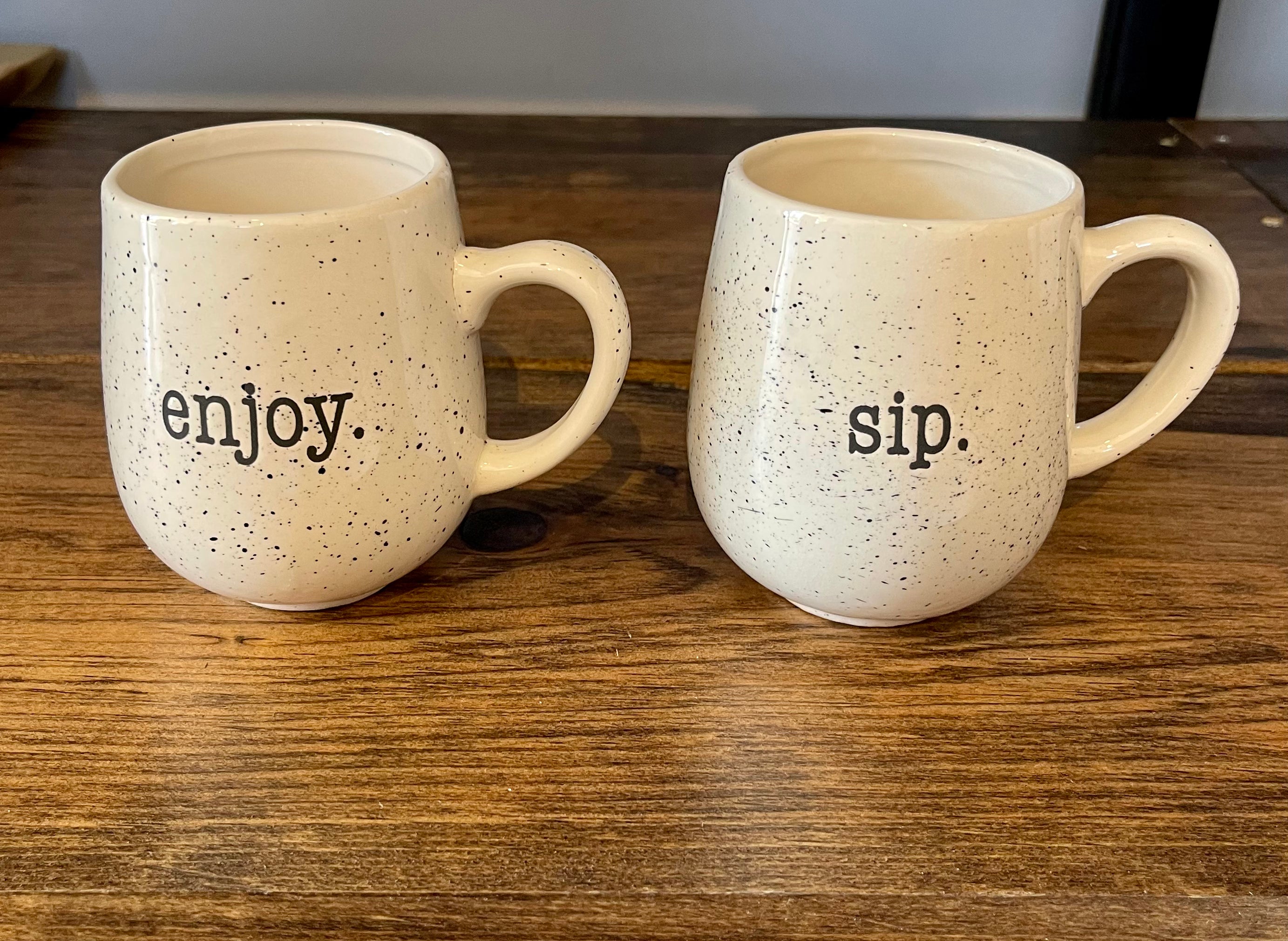 Stoneware Ceramic Mug 14 oz Mug, "Sip" or "Enjoy"