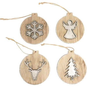 Wooden Christmas Ornaments, 4 styles