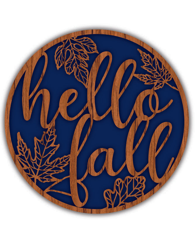 "Hello Fall" Laser Cut Wall Plaque