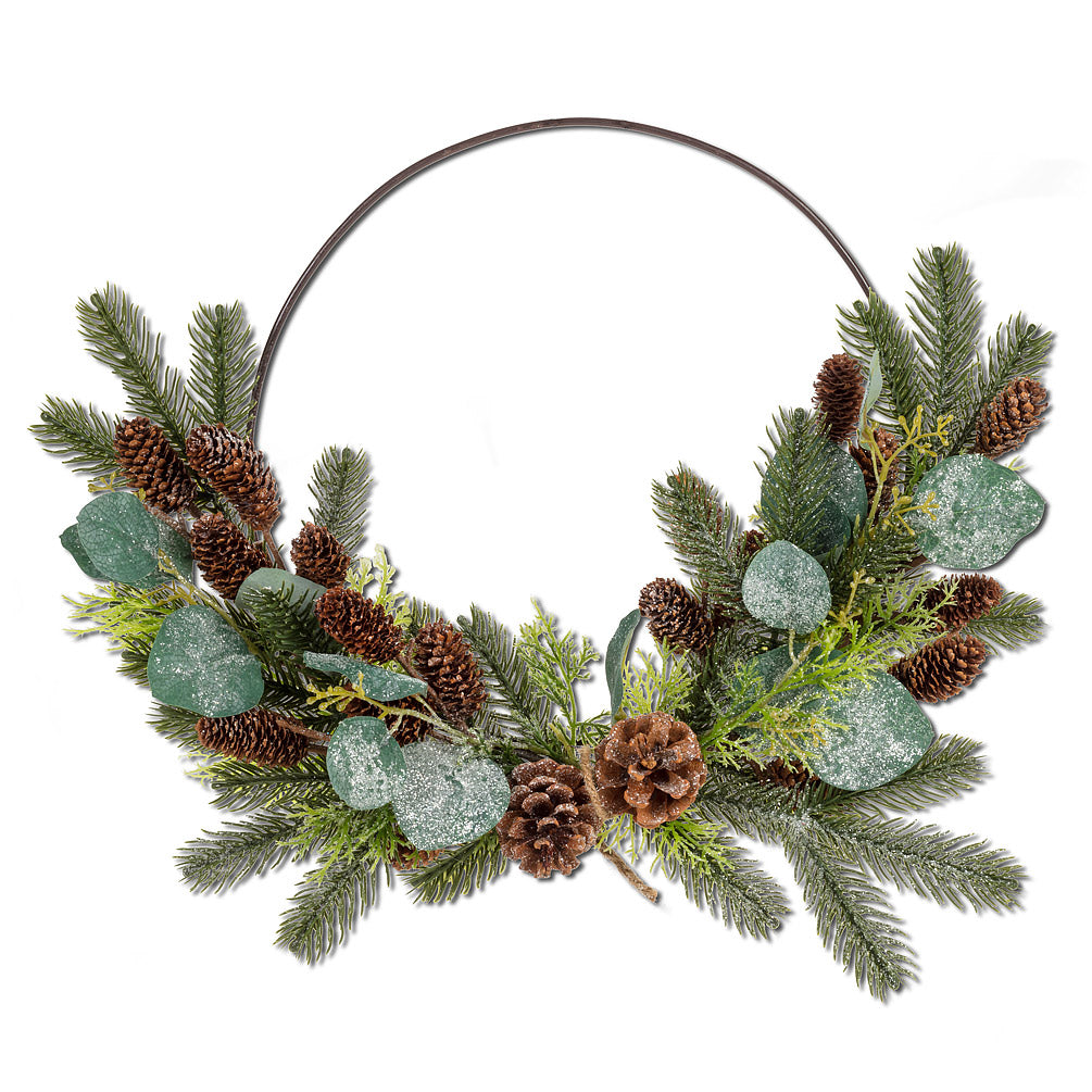 Balsam and Pinecone Wire Wreath 17"