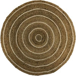 Load image into Gallery viewer, Round Jute Rug with Cream Stripes
