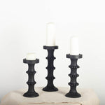 Load image into Gallery viewer, Beaded Black Wooden Candle Holder, 3 sizes
