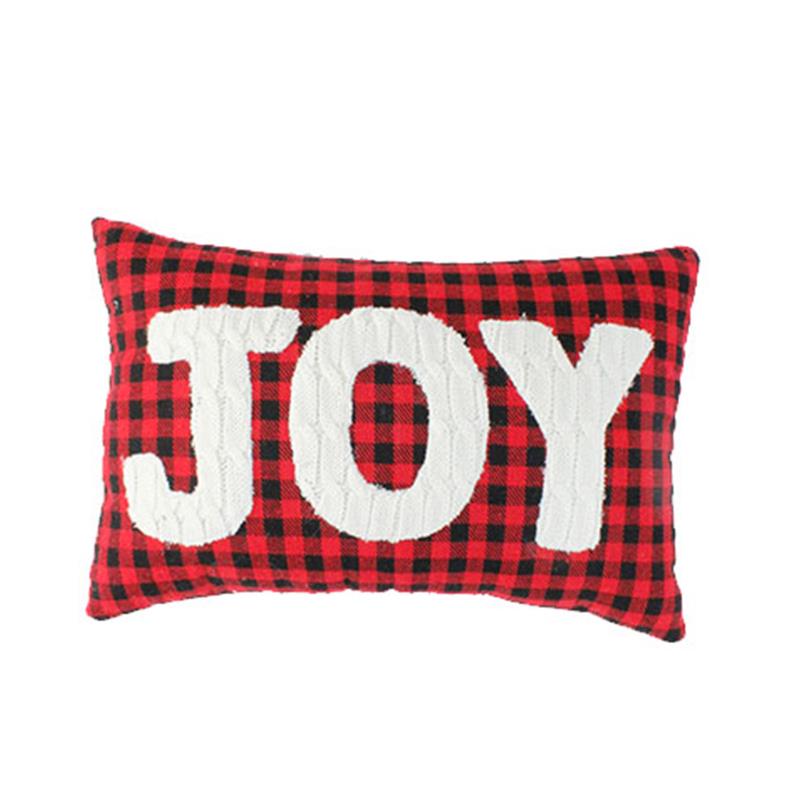 "Joy" embroidered pillow 14 x 9"