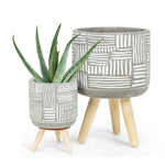 Load image into Gallery viewer, Grey Grid Tripod Planter 7&quot; H
